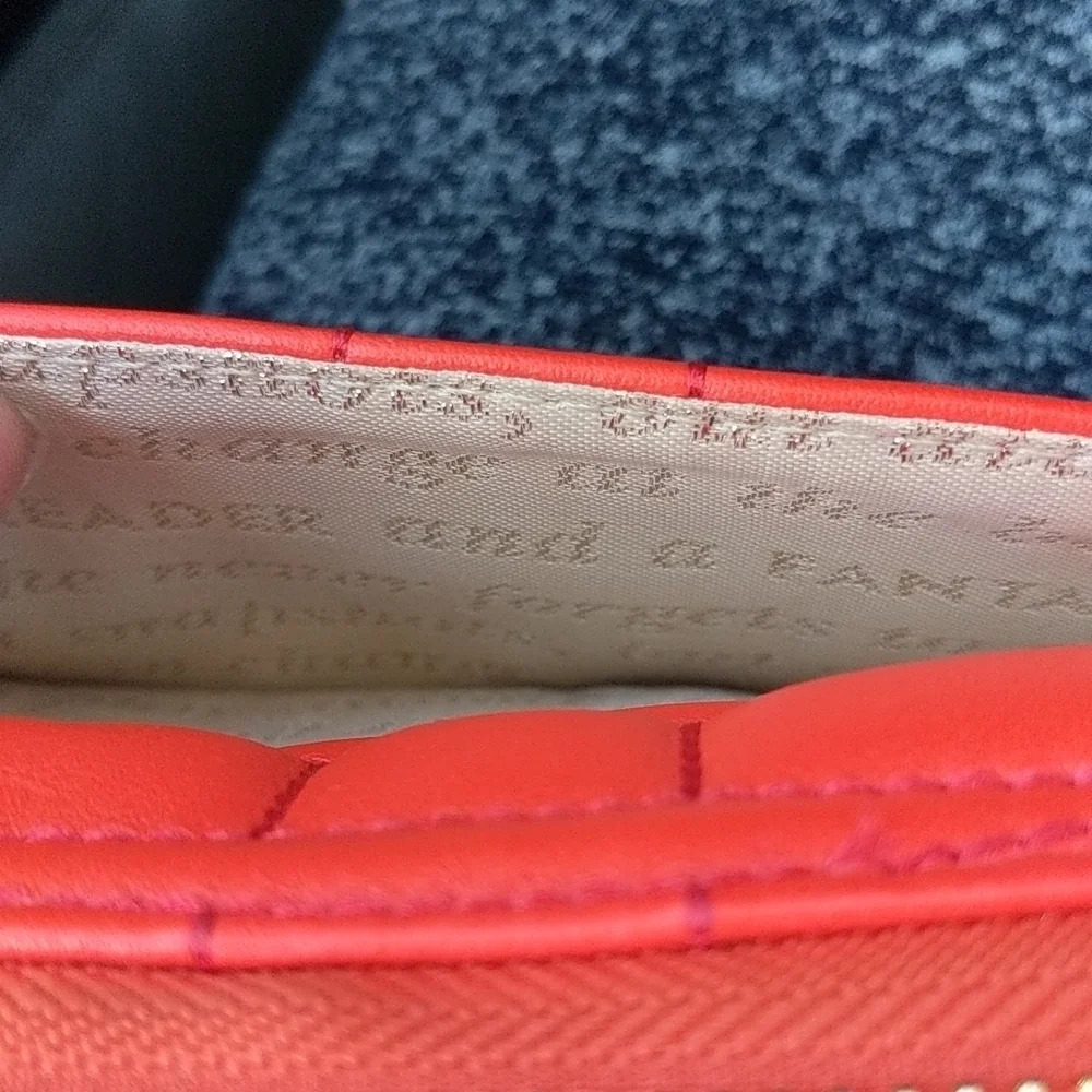 Kate Spade cherry red lacey signature quilted leather Wallet flame - Picture 10 of 13
